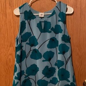 Cabi Teal Blue Poppy Sleeveless Blouse, Size L, Like-New
